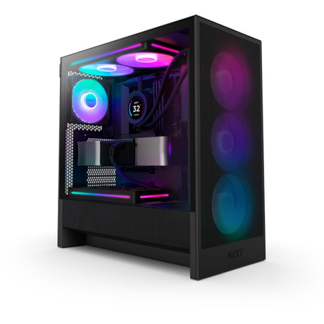 Nzxt H5 Flow RGB V2 Midi-Tower-Gehäuse (schwarz | 1x USB-A | 1x USB-C | RGB | gehärtetes Glas)