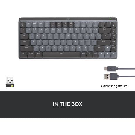 Mechanische Mini-Tastatur Logitech MX (schwarz, US-internationales Layout (QWERTY), GL-taktil, 80 % (TKL), Bluetooth)