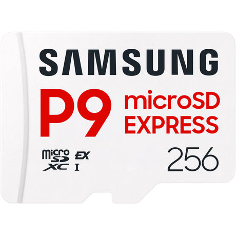 Samsung p9 express 256gb microsdxc™ express geheugenkaart (wit, uhs-i u3, v30)