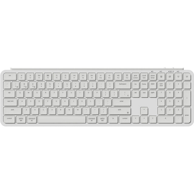 Keychron b6 pro ultraschlanke Tastatur (weiß, US-Layout (QWERTY), Scherenschalter, 100 %, ABS, 2,4 GHz | Bluetooth 5.2 | USB-C)
