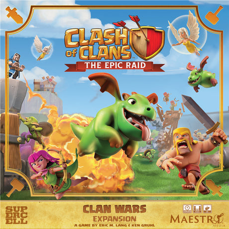 Asmodee Clash of Clans: The Epic Raid – Clan Wars Erweiterung Brettspiel (englisch, 2 – 6 Spieler, 45 – 90 Minuten, ab 12 Jahren, Erweiterung)