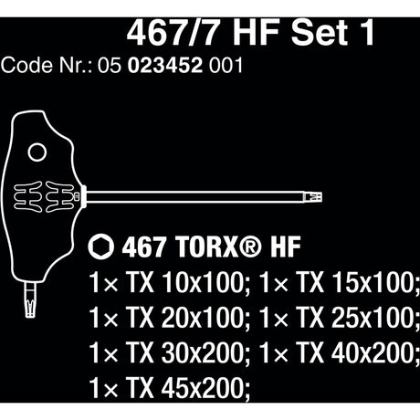 Wera 467 7 Torx HF Set 1 Kreuzschlitzschraubendreher + Rack, 7-teilig (schwarz grün, mit Haltefunktion)