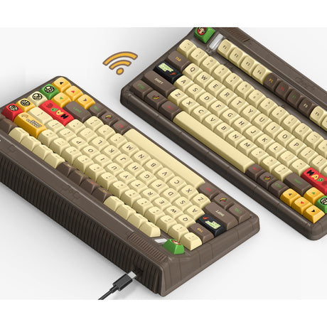 Iqunix OG80 Happy Ape kabellose mechanische Tastatur (schwarz, US-Layout (QWERTY), Iqunix Moonstone, 80 % (TKL), RGB-LEDs, Hot-Swap-fähig, PBT, 2,4 GHz | Bluetooth 5.1 | USB-C)