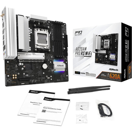 Asrock A620AM Pro RS WiFi Sockel AM5 Mainboard (RAID, 2,5 GB-LAN, WLAN, BT, Sound, µATX)