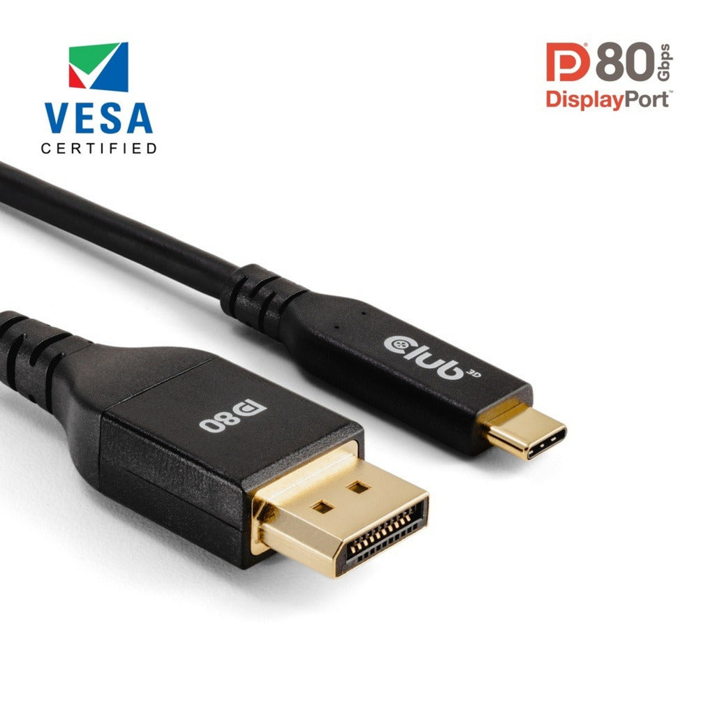 Club 3D USB-C auf DisplayPort DP80 bidirektionaler Adapter (schwarz, 1 Meter, VESA-zertifiziert)