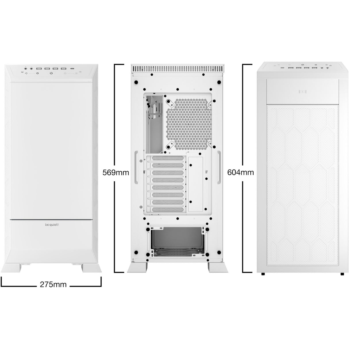 Ruhig sein! Dark Base Pro 901 Big-Tower-Gehäuse (weiß | 4x USB-A | 1x USB-C | RGB | gehärtetes Glas)