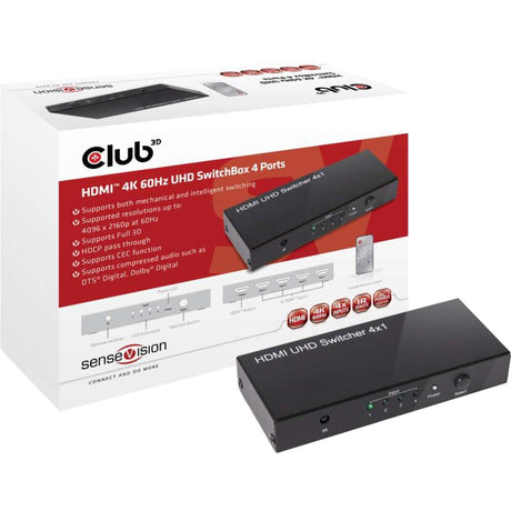 Club 3D HDMI 2.0 UHD Switchbox 4 Ports Adapter (Schwarz, CSV-1370)