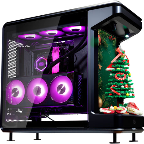 Cooler Master Masterframe 360 Stage LCD Midi-Tower-Gehäuse (schwarz | 2x USB-A | 1x USB-C | gehärtetes Glas)