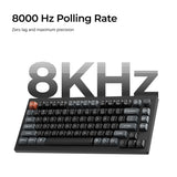 Keychron v1 ultra 8k wireless custom mechanical keyboard (zwart, us lay-out (qwerty), silk pom banana, 75%, rgb, hot swap, 2.4 ghz | bluetooth 5.3 | usb-c)