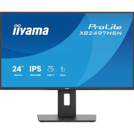 Iiyama Prolite XB2497HSN-B1 23,8-Monitor (Schwarz (matt), 100 Hz, HDMI, Display-Port, USB-C, Audio, LAN)