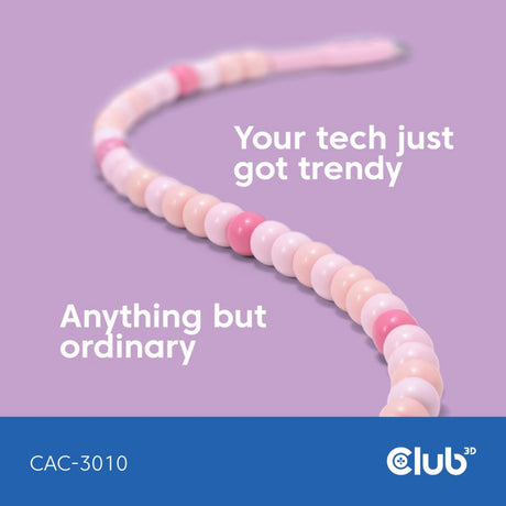 Club 3D USB-C Perlenkabel rosa, 2 Meter Kabel (rosa)