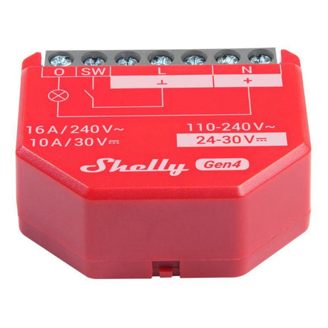 Shelly 13-Uhr-Gen4-Relais (rot, Bluetooth, WLAN)