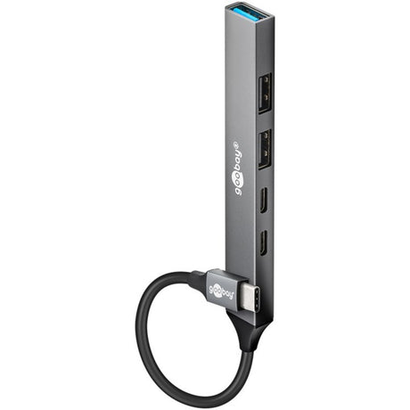 Goobay schlanker USB-Hub mit 5 Ports, USB-C auf USB-C USB-A, 5 Gbit s (hellgrau)