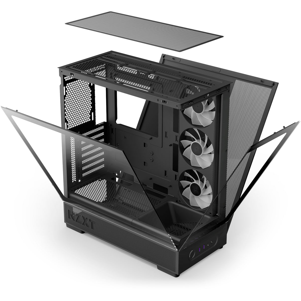 Nzxt s5 rgb midi tower behuizing (zwart | 2x usb-a | 1x usb-c | rgb | tempered glass)