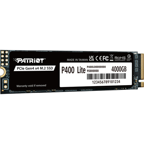 Patriot p400 lite 4 TB SSD (schwarz und weiß, p400lp4kgm28h, PCIe 4.0 x4, NVME 1.4, M.2 2280)
