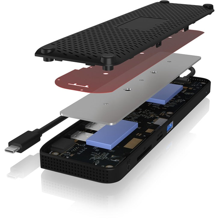 Icy Box ib-dk2116-c 11-in-1 mobile Dockingstation mit dreifachem Videoausgang (schwarz, HDMI, Displayport, LAN, USB Typ-C)