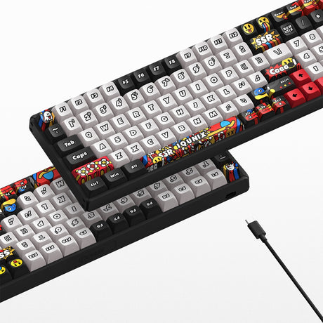 Iqunix F97 Graffiti Diary kabellose mechanische Tastatur (schwarz, US-Layout (QWERTY), TTC Gold Pink, 96 %, RGB-LEDs, Hot-Swap-fähig, PBT, 2,4 GHz | Bluetooth 5.1 | USB-C)