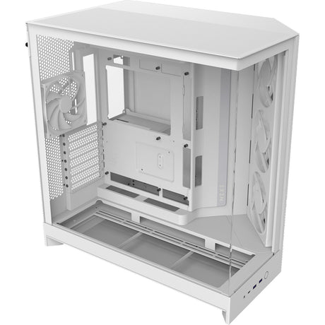 Nzxt H9 Flow RGB Midi-Tower-Gehäuse (weiß (matt) | 2x USB-A | 1x USB-C | RGB | gehärtetes Glas)