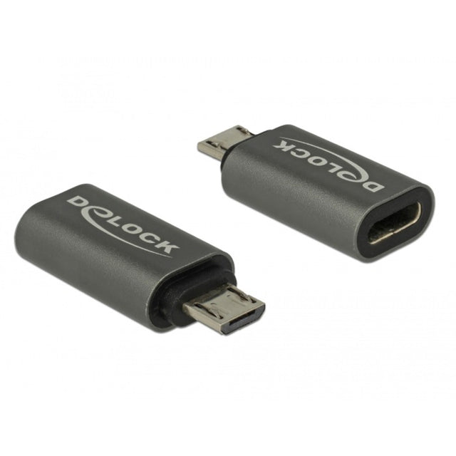 Delock Adapter USB 2.0 Micro-B Stecker auf USB Typ-C 2.0 Buchse (Anthrazit)