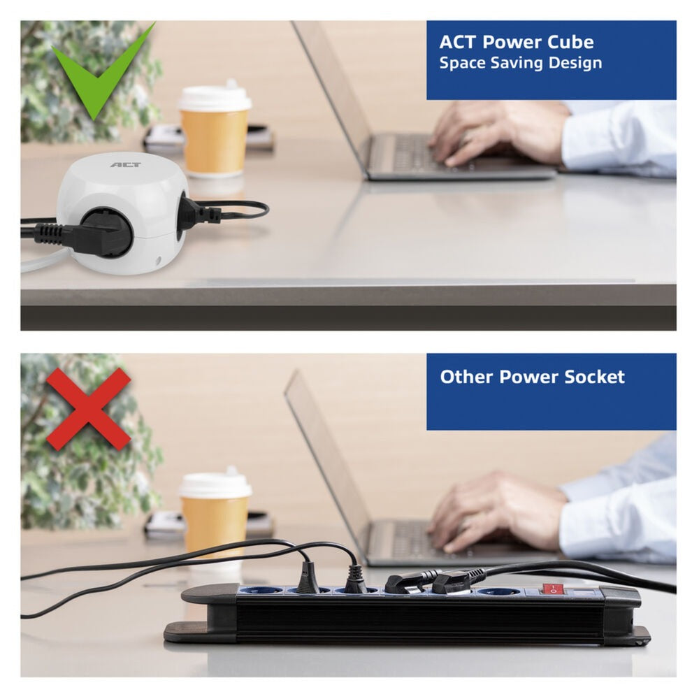 Act Connectivity Steckdosenleiste Cube mit 3 Steckdosen, 30 W d