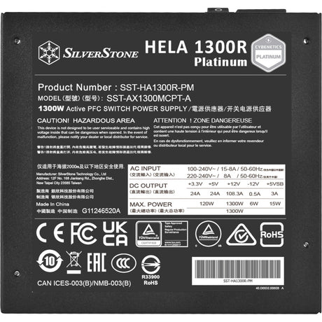 Silverstone Hela 1300R Platinum, modulares 1300-Watt-Netzteil (schwarz, 8x PCIe)