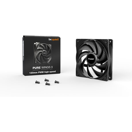 Ruhig sein! Pure Wings 3 PWM Hochgeschwindigkeits-Gehäuselüfter (schwarz, 120 x 120 x 25 mm)