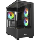 Sharkoon Elite Shark cm100 Midi-Tower-Gehäuse (schwarz | 2x USB-A | 1x USB-C | RGB | gehärtetes Glas)