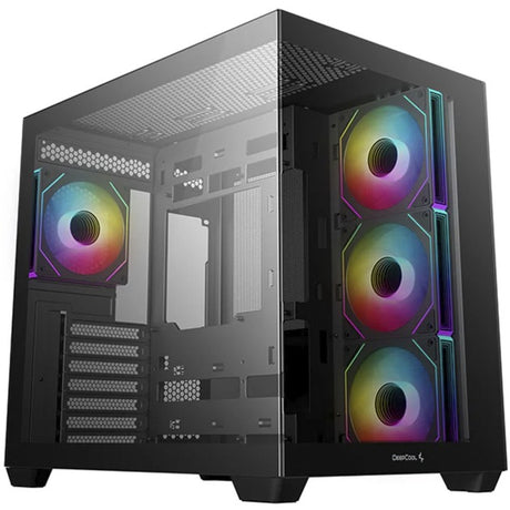 Deepcool CG530 4f Midi-Tower-Gehäuse (schwarz | 2x USB-A | 1x USB-C | RGB | gehärtetes Glas)
