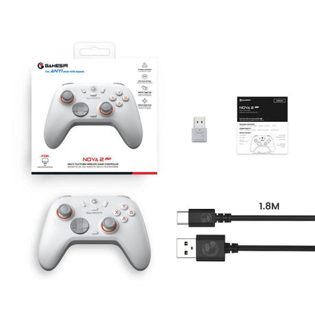 Gamesir Nova 2 Lite Multiplattform-Wireless-Gamecontroller (Weiß, Switch, PC, Android und iOS, Bluetooth 2,4 GHz USB)