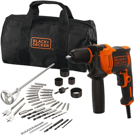 Black+decker 710w schlagbohrmaschine beh710sa40-qs (orange schwarz, inkl. 40 zubehörteile in weicher tasche)