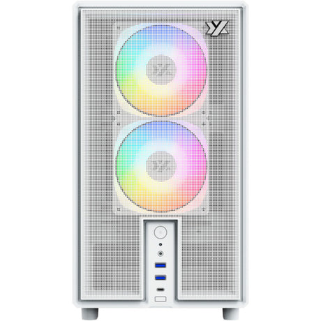 Xyz PC Gear Atom Midi-Tower-Gehäuse (weiß | 2x USB-A | 1x USB-C | gehärtetes Glas)