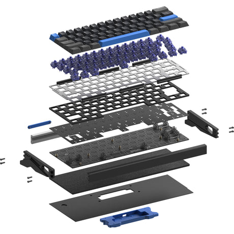 Iqunix EZ60 Magnetschalter-Gaming-Tastatur (schwarz, US-Layout (QWERTZ), Gateron Star Trail, 60 %, RGB, Double-Shot-PBT-Tastenkappen)