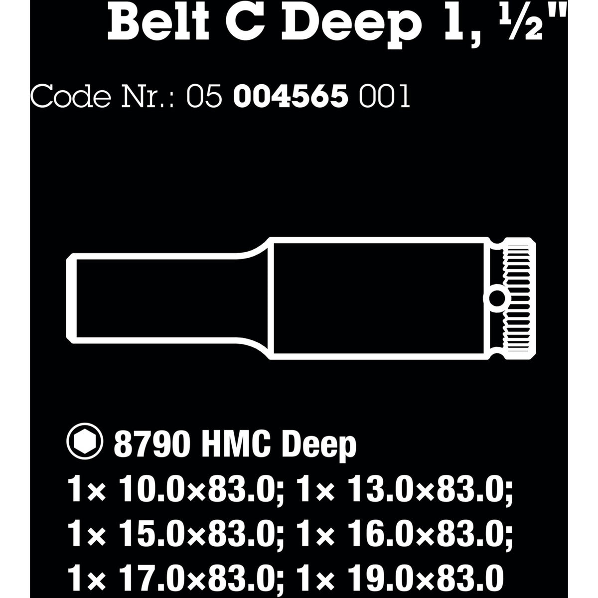 Wera Belt C Deep 1 Steckschlüsselsatz, 1 2 Steckschlüssel (schwarz, 6-teilig)
