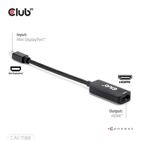 Club 3D Mini Displayport 1.4 auf HDMI 8K60Hz M-F Adapter (Schwarz)