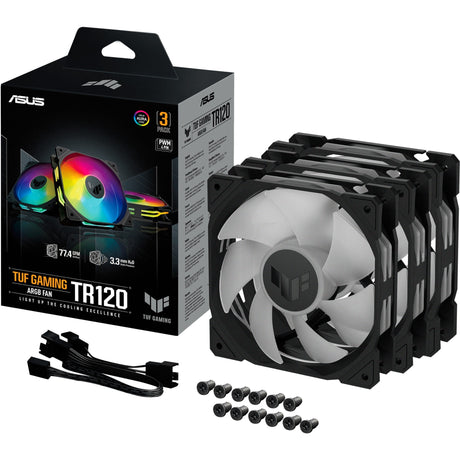 Asus TUF Gaming TR120 ArGB Gehäuselüfter (schwarz, 3 Stück, 120 x 120 x 25 mm)