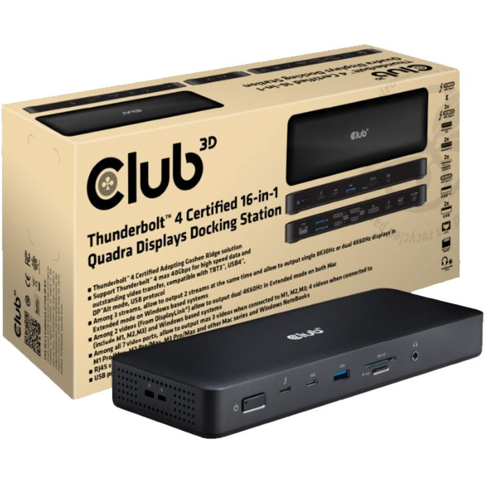 Club 3D Thunderbolt 4, 16-in-1-Quadra-Displays-Dockingstation