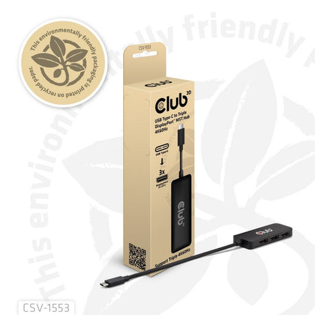 Club 3D USB-C auf Triple DisplayPort MST Hub (Schwarz, 4K60Hz)