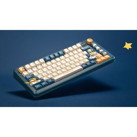 Iqunix ZX75 Sky Encounter kabellose mechanische Tastatur (blau, US-Layout (QWERTY), Gateron-Rot, 75 %, RGB-LEDs, Hot-Swap-fähig, Double-Shot-PBT, 2,4 GHz | Bluetooth 5.1 | USB-C)
