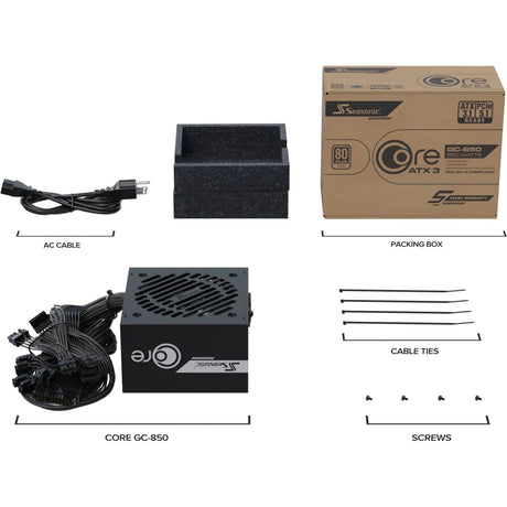 Seasonic Core GC-850 ATX 3.1 850 Watt Netzteil (schwarz, 1x 12V-2x6, 3x PCIe)