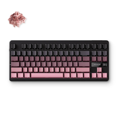 Mchose G87 kabellose, kundenspezifische mechanische Tastatur mit Dichtungsmontage (schwarz, US-Layout (QWERTZ), 80 % (TKL), RGB, PBT-Tastenkappen, Hot-Swap, 2,4 GHz | Bluetooth | USB-C)