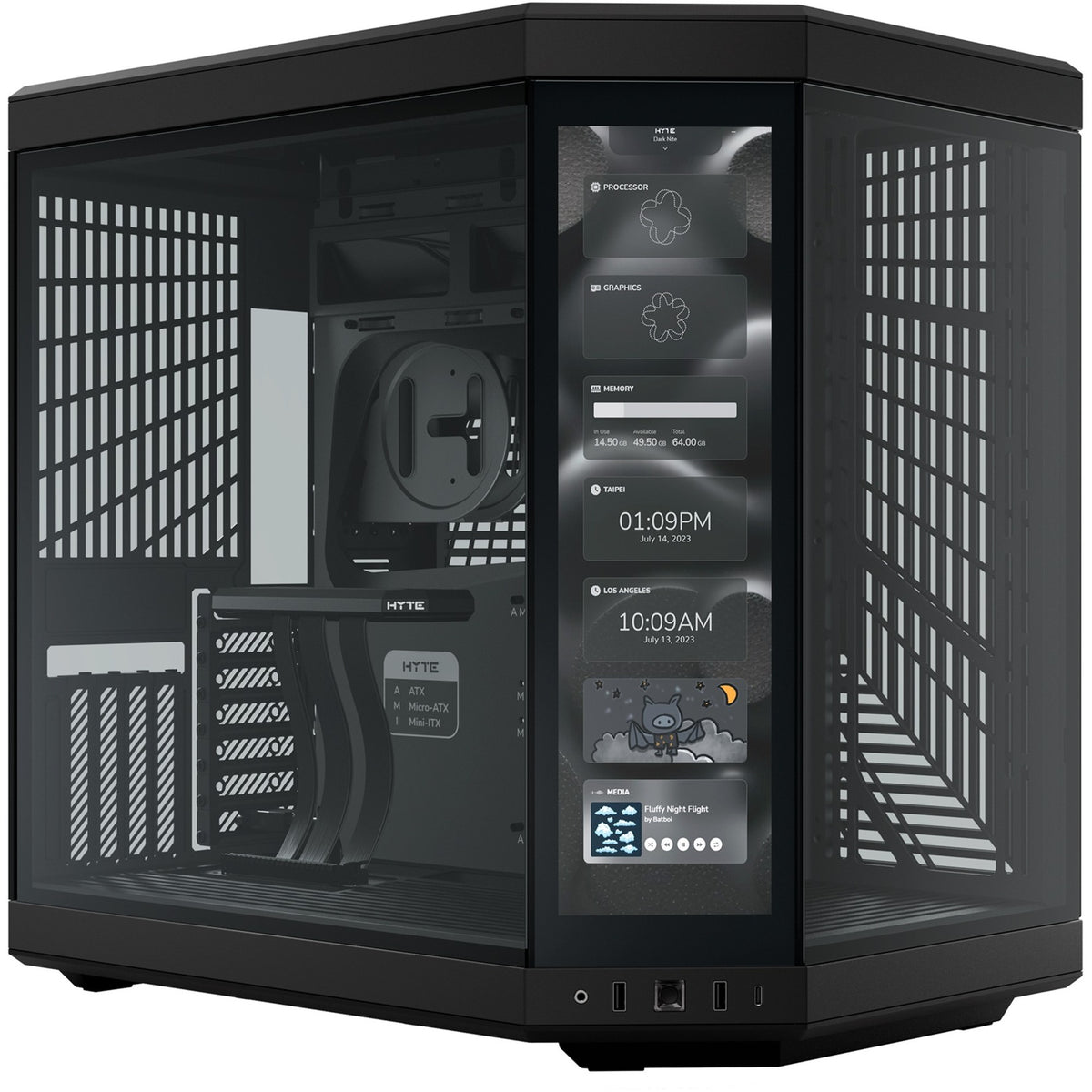Hyte y70 Touch Infinity Midi-Tower-Gehäuse (schwarz | 2x USB-A | 1x USB-C | gehärtetes Glas)