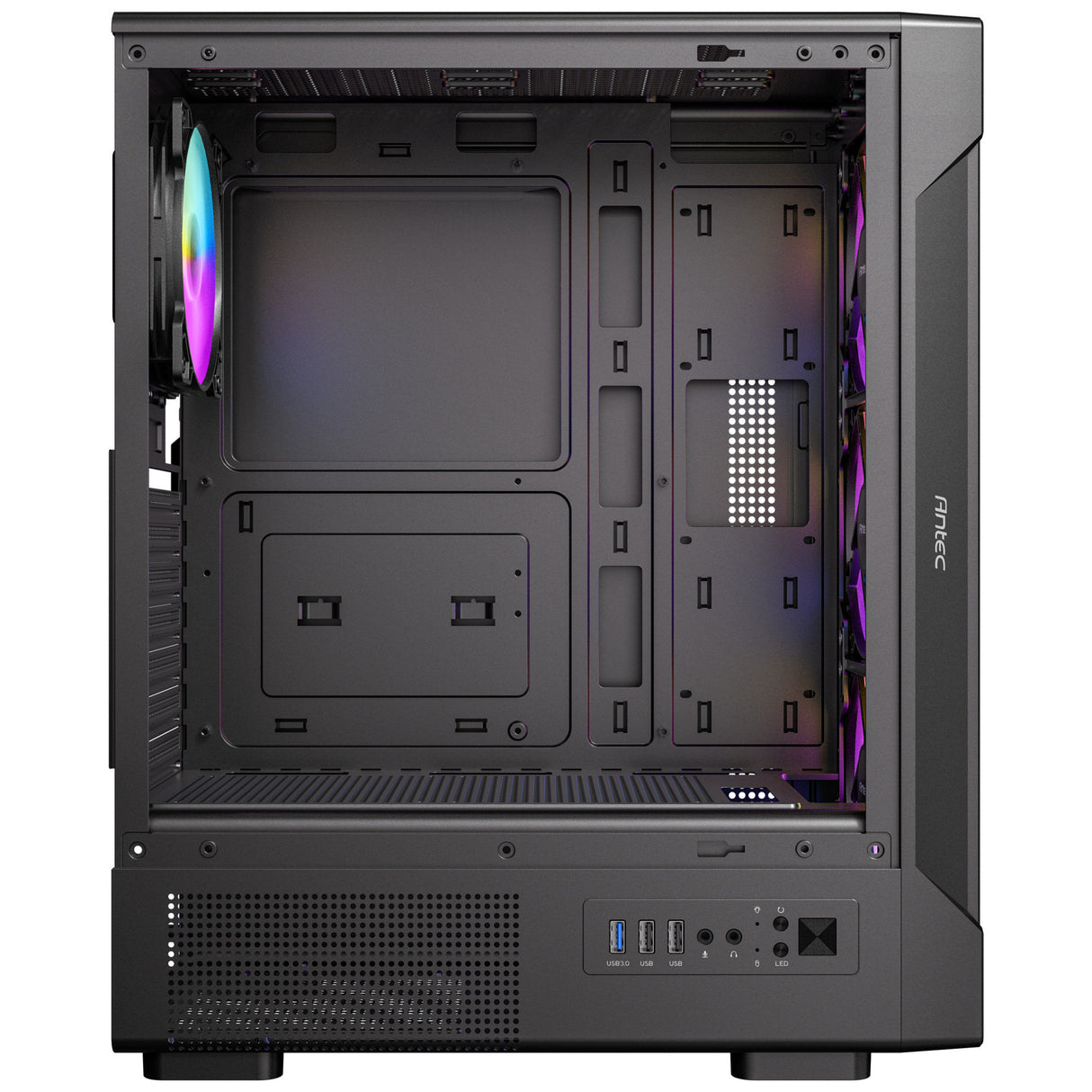 Antec VX320 ArGB Midi-Tower-Gehäuse (schwarz | 3x USB-A | gehärtetes Glas)