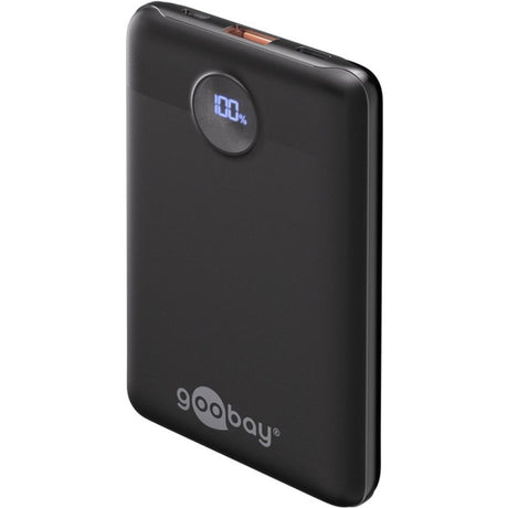 Goobay Powerbank kompakt 10.000 mAh (Schwarz, 10 Ah, 1x USB-A, 1x USB-C, Power Delivery, Schnellladung)