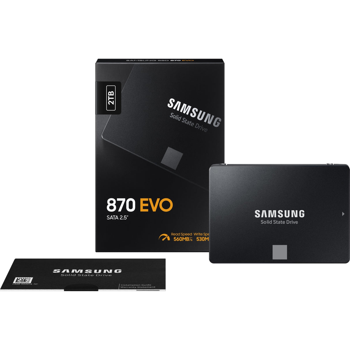 Samsung mz-77e2t0b 870 evo SSD, 2 TB, 2,5, SATA3, 6 Gbit/s, 3D V-NAND, 560 550 MB s, 512 MB DDR4