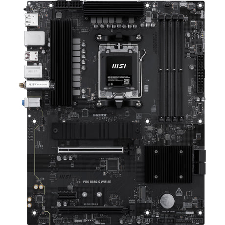 Msi pro b850-s wifi6e socket am5 moederbord (zwart zilver, raid, 2.5gb-lan, wi-fi 6e, bt 5.3, sound, atx)