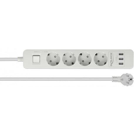 Delock 4-fach Steckdosenleiste mit USB Anschlüssen Steckdosenleiste (weiß)