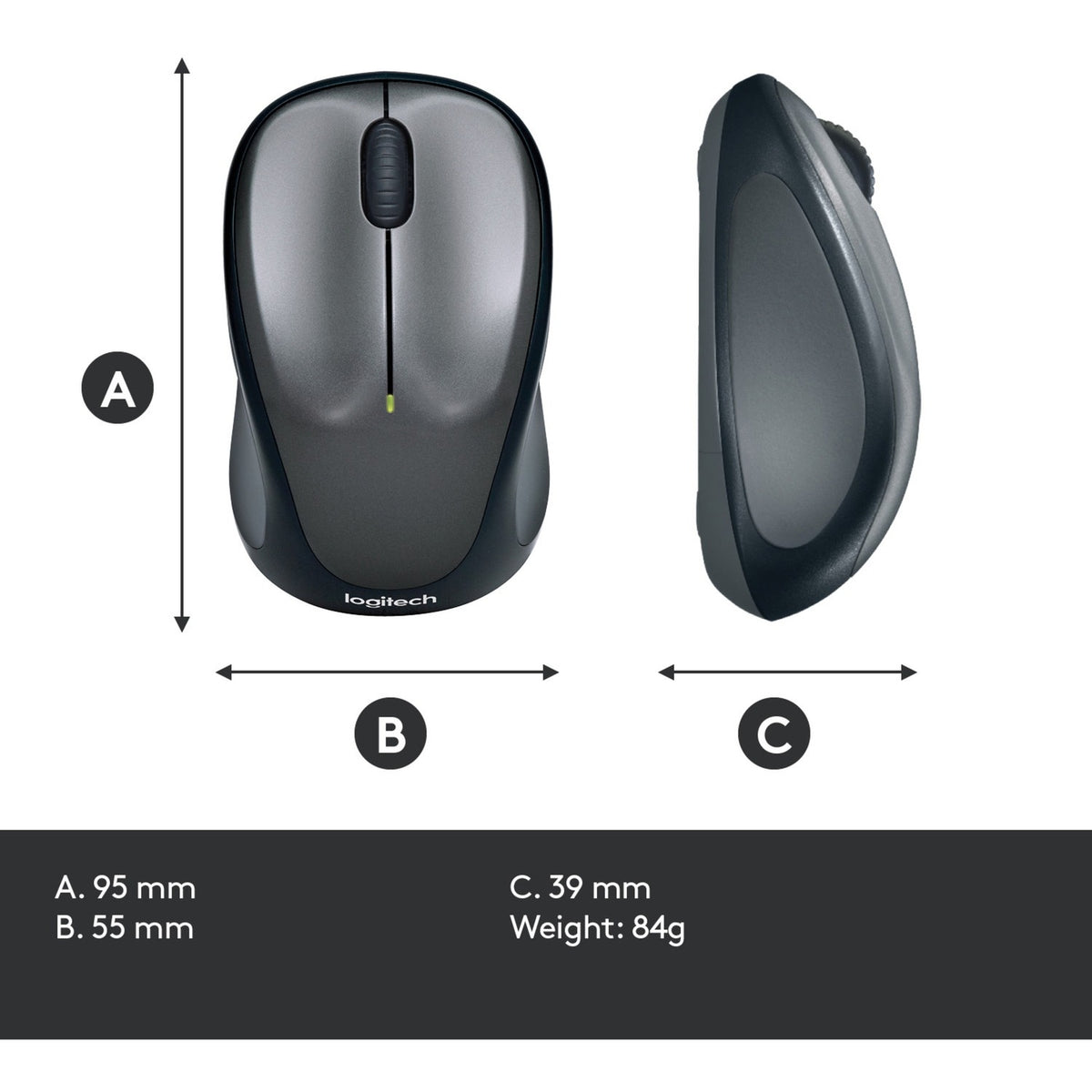 Logitech kabellose Maus m235 (schwarzgrau, Nano-Empfänger)