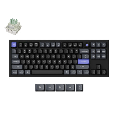 Keychron q3 he 8k magnetic switch keyboard (zwart, us lay-out (qwerty), ultra-fast lime, 80% (tkl), rgb, hot swap, 8k)