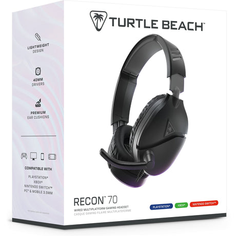 Turtle Beach Ear Force Recon 70p schwarz (2024) Over-Ear-Gaming-Headset (schwarz, PS4, PS5, Xbox Series X|s, Xbox One, Switch, PC, Mobil)
