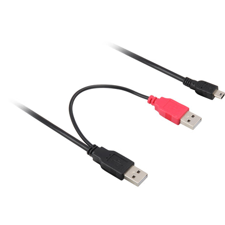 Delock 2x USB-A 2.0 Stecker > USB Mini 5-Pin Splitterkabel (schwarz rot, 1 Meter)